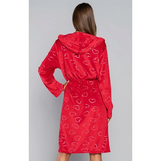 Eliksir szlafrok damski dł.ręk., Kolor czerwony, Rozmiar M, Italian Fashion ze sklepu Intymna w kategorii Szlafroki damskie - zdjęcie 137658203