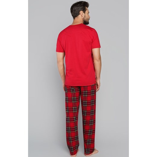 Narwik piżama męska bluzka krótki rękaw i długie spodnie, Kolor czerwony-kratka, Rozmiar XL, Italian Fashion ze sklepu Intymna w kategorii Piżamy męskie - zdjęcie 137658542