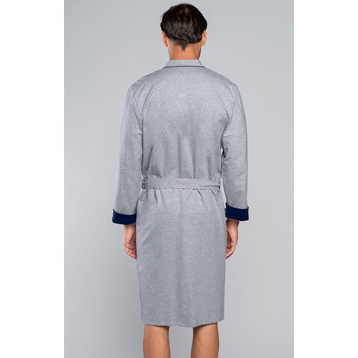 Bawełniany szlafrok męski z długim rękawem Gabriel, Kolor szary melanż-granat, Rozmiar M, Italian Fashion ze sklepu Intymna w kategorii Szlafroki męskie - zdjęcie 137659101