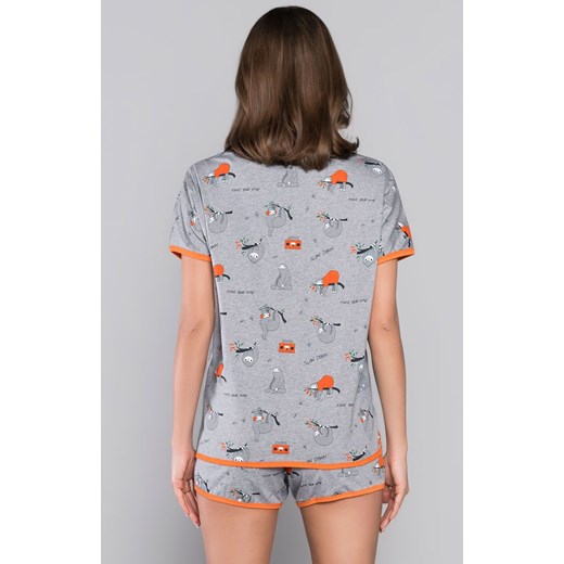 Orso piżama damska kr.kr., Kolor szary melanż-pomarańczwoy, Rozmiar S, Italian Italian Fashion XL promocja Intymna