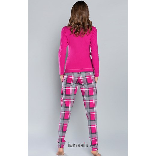 Walentina piżama damska dł. dł., Kolor róż-kratka, Rozmiar XL, Italian Fashion Italian Fashion XL okazyjna cena Intymna