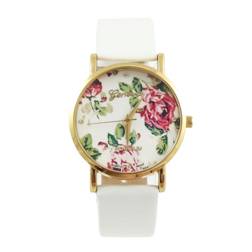Zegarek biały kwiaty kobiecy SPR otien-com szary damskie