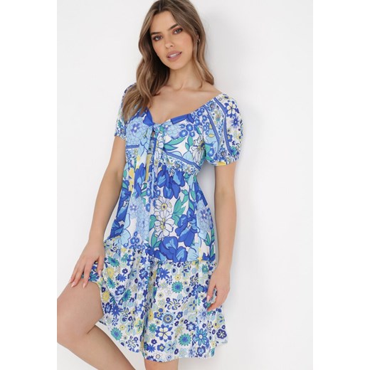 Biało-Niebieska Sukienka Ampea ze sklepu Born2be Odzież w kategorii Sukienki - zdjęcie 137687664