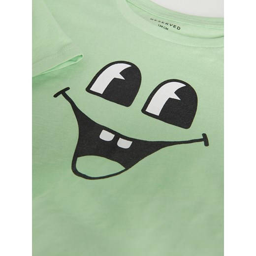 Reserved - Bawełniany t-shirt z nadrukiem - Zielony Reserved 152 Reserved