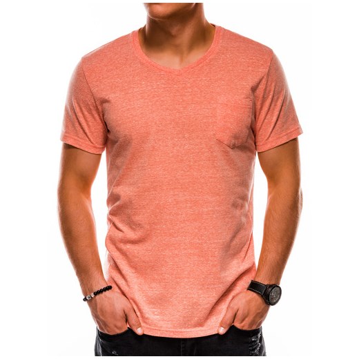 T-shirt męski bez nadruku BASIC S1045 - pomarańczowy S wyprzedaż ombre