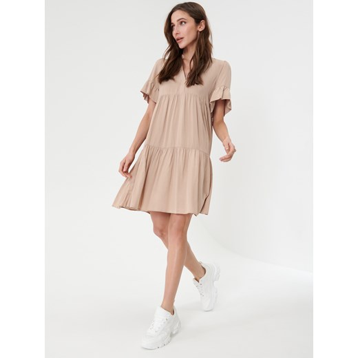 Sinsay - Sukienka midi babydoll - Beżowy Sinsay M Sinsay