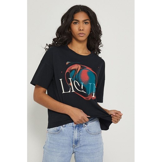 T-shirt bawełniany damski by Ada Zielińska, Grafika Polska czarny Medicine M wyprzedaż wearmedicine