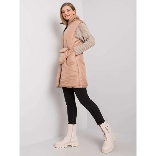 Ex moda Dámská vesta péřová ADELINE tmavě béžová EM-KZ-612.22X_378085 S-M Ex Moda L-XL Mall