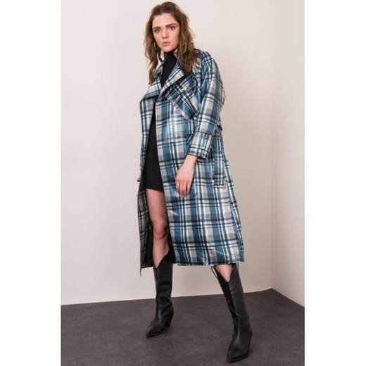 By Sally Zielony płaszcz w kratę BSL BSL-PL-14463_343305 M M Mall