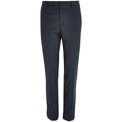 Navy skinny suit trousers river-island szary skinny