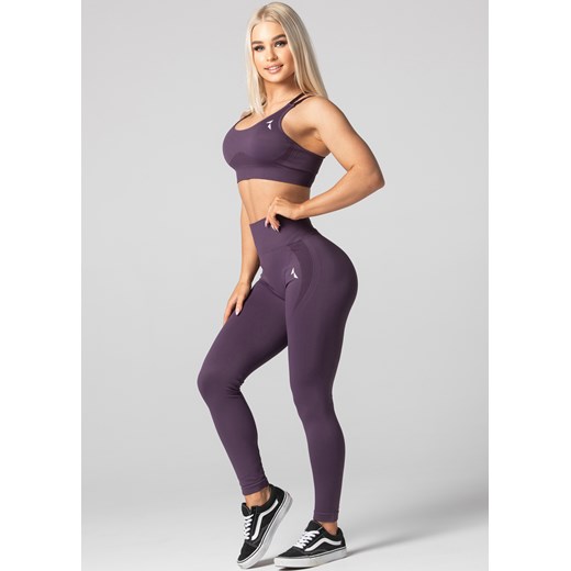 Legginsy sportowe bezszwowe z wysokim stanem fioletowe Carpatree M Happy Face