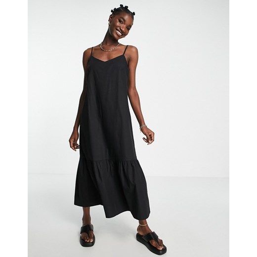 River Island – Czarna warstwowa sukienka midi z popeliny-Black River Island 32 Asos Poland