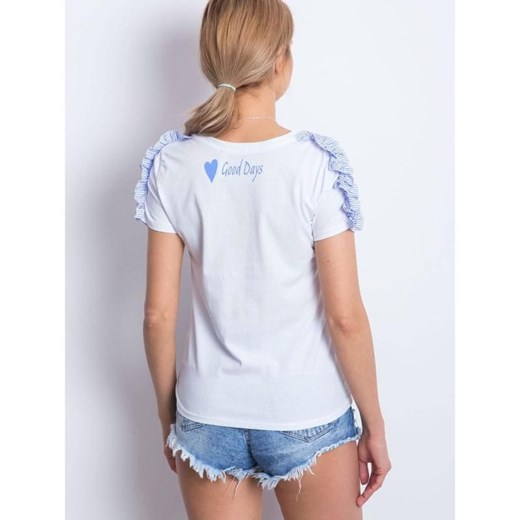 Made in Italy Biały t-shirt z falbankami na rękawach EM-TS-17025.94_270008 S-M S-M Mall