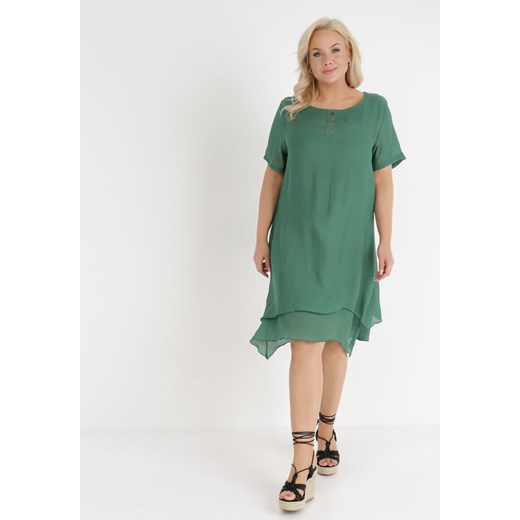 Zielona Sukienka Hekile 3XL okazyjna cena Born2be Odzież