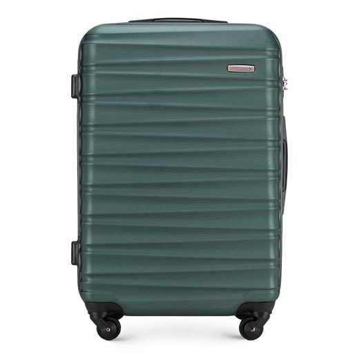 Średnia walizka z ABS-u z żebrowaniem zielona ze sklepu WITTCHEN w kategorii Walizki - zdjęcie 138004462