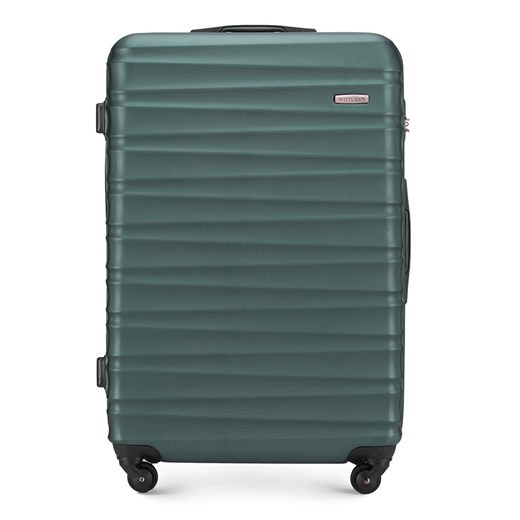 Duża walizka z ABS-u z żebrowaniem zielona ze sklepu WITTCHEN w kategorii Walizki - zdjęcie 138006641