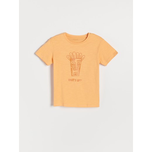 Reserved - T-shirt z nadrukiem basic - Pomarańczowy Reserved 158 Reserved