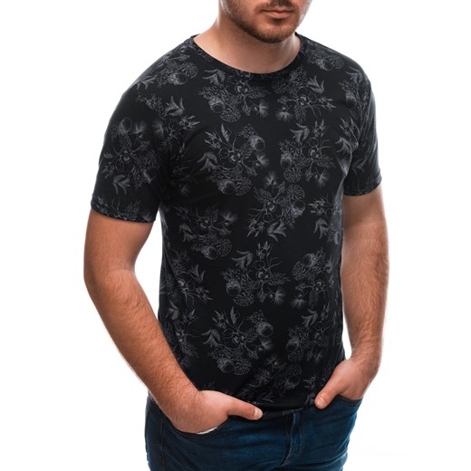 T-shirt męski z nadrukiem 1662S - czarny Edoti.com XL Edoti.com