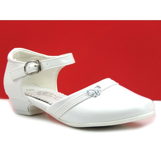 Eleganckie buty, czółenka komunijne na obcasie - Badoxx 5KM-236, białe 32 ulubioneobuwie