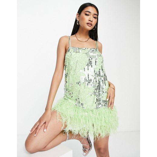 ASOS EDITION – Zielona sukienka mini w kwiaty zdobiona cekinami i koralikami 34 Asos Poland