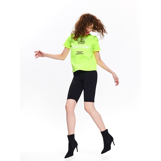 Neonowy t-shirt damski z nadrukiem Top Secret 40 Top Secret okazyjna cena