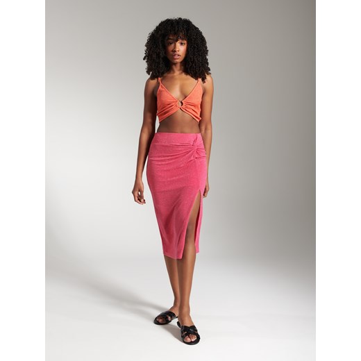 Sinsay - Spódnica midi z rozcięciem - Różowy Sinsay XXS Sinsay