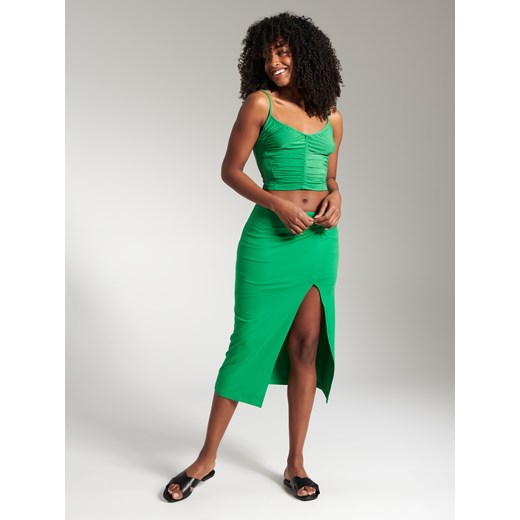 Sinsay - Crop top na ramiączkach - Zielony Sinsay XS Sinsay