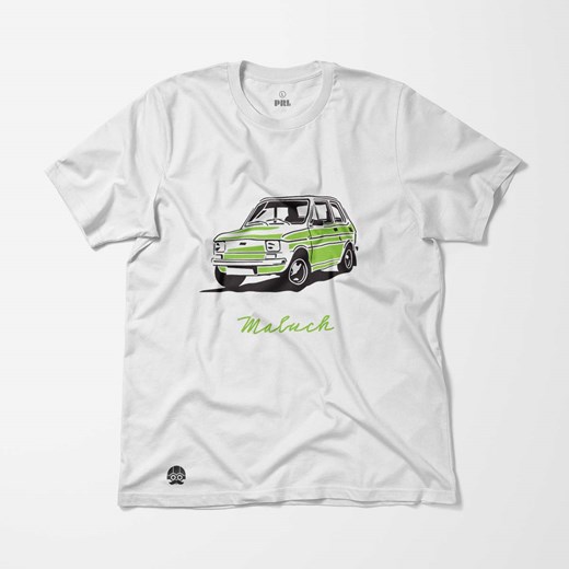 Koszulka motoryzacyjna z kultowym Maluchem 126P "Mały Fiat" Klasykami.pl S, M, L, XL, XXL sklep.klasykami.pl