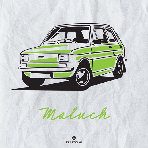 Koszulka motoryzacyjna z kultowym Maluchem 126P "Mały Fiat" Klasykami.pl S, M, L, XL, XXL sklep.klasykami.pl