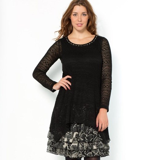 Sukienka z dwóch rodzajów materiału, 2 w 1 la-redoute-pl czarny abstrakcyjne wzory
