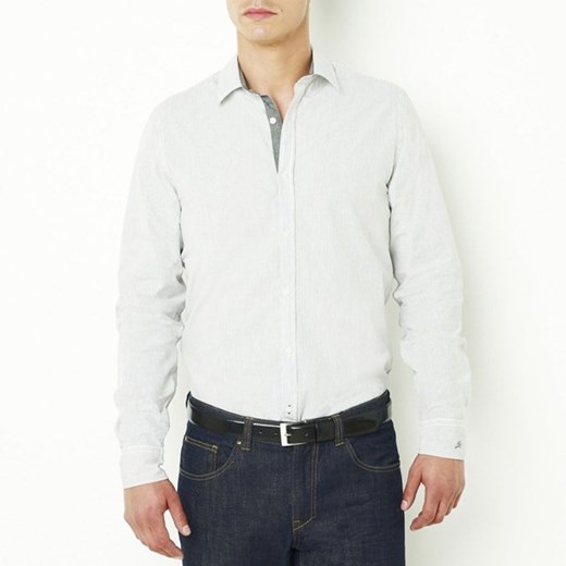 Koszula w paski, wąski krój la-redoute-pl bialy bawełniane