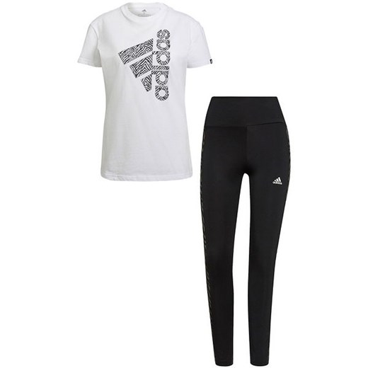Komplet treningowy damski Zebra Logo Graphic Tee High Rise Sport Adidas XS SPORT-SHOP.pl wyprzedaż