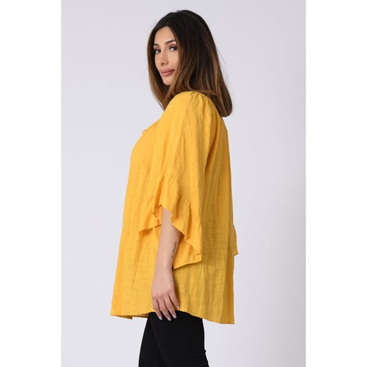 Lniana bluzka "Lisa" w kolorze żółtym Plus Size Company 52/54 promocyjna cena Limango Polska