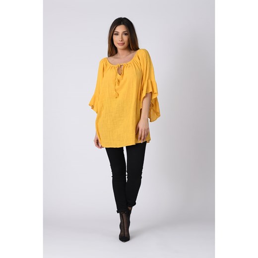 Lniana bluzka "Lisa" w kolorze żółtym Plus Size Company 44/46 promocyjna cena Limango Polska
