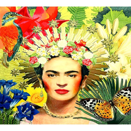 Szal apaszka silk touch feeling Frida Kahlo autoportret świat w naturze brąz Valentina uniwersalny wyprzedaż Verostilo