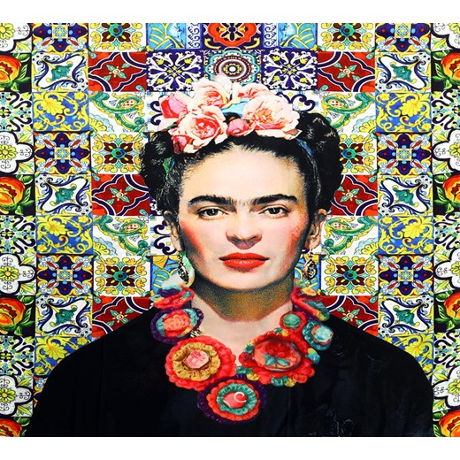 Szal apaszka silk touch feeling Frida Kahlo autoportret z motywem meksykańskim Valentina uniwersalny okazja Verostilo