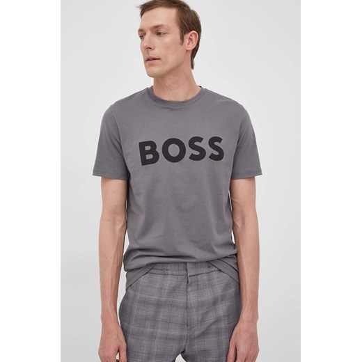 BOSS t-shirt bawełniany BOSS CASUAL kolor szary z nadrukiem XXXL ANSWEAR.com