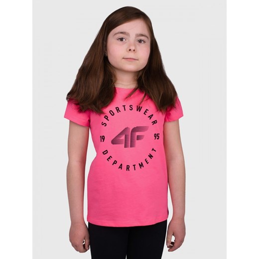 Koszulka Dziewczęca 4F T-Shirt Z Nadrukiem Różowy 122 darcet