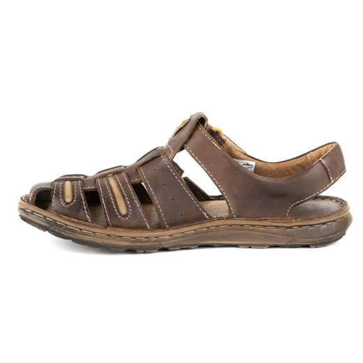 Sandały męskie skórzane na lato 230MA ciemny brąz ze sklepu butyolivier w kategorii Sandały męskie - zdjęcie 138292663