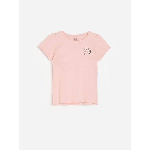 Reserved - Bawełniany t-shirt z napisem - Różowy Reserved 152 Reserved