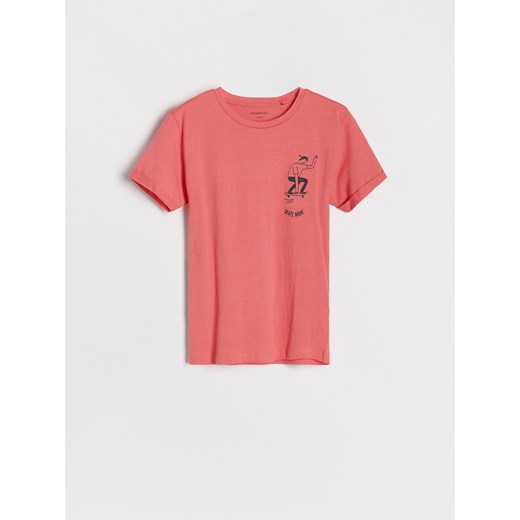 Reserved - T-shirt oversize z nadrukiem - Różowy Reserved 122 Reserved