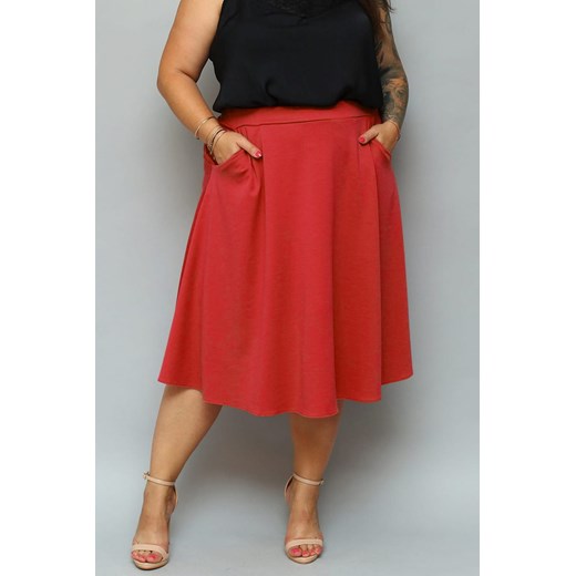 Spódnica rozkloszowana BASIA gumka w pasie malinowa Karko Plus Size karko.pl