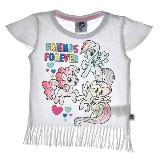 Biały T-shirt dziecięcy My Little Pony z frędzlami Licencja 110 wyprzedaż Sklep Dorotka