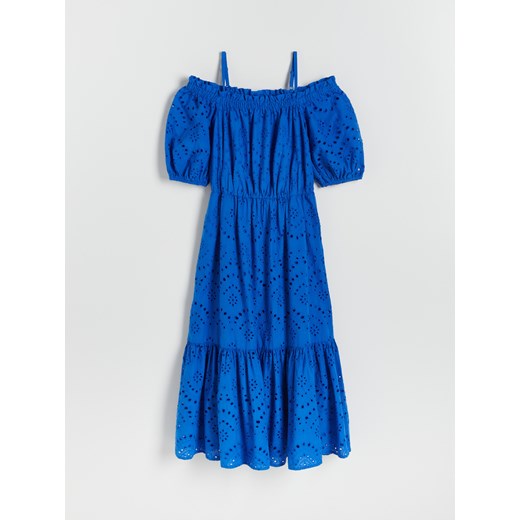 Reserved - Ażurowa sukienka midi - Niebieski Reserved 36 Reserved