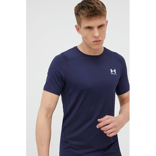 Under Armour t-shirt treningowy 1361683410 kolor granatowy gładki ze sklepu ANSWEAR.com w kategorii T-shirty męskie - zdjęcie 138371403