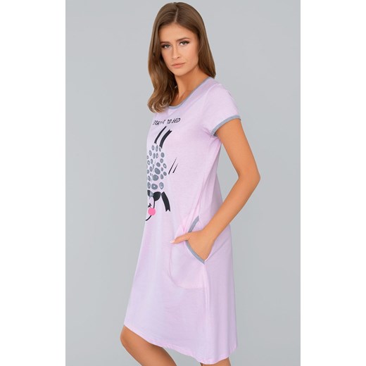Pecora koszula nocna damska kr.ręk., Kolor różowy-wzór, Rozmiar M, Italian Italian Fashion M promocyjna cena Intymna