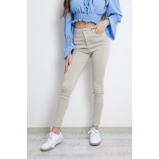 Beżowe dopasowane spodnie z wysokim stanem Olika XS olika.com.pl