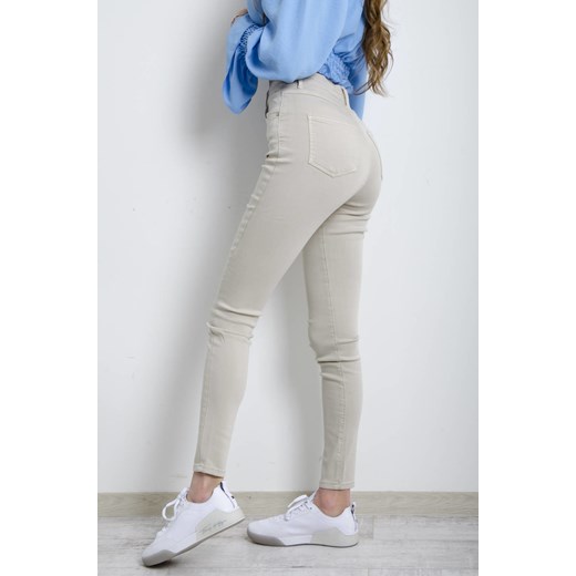 Beżowe dopasowane spodnie z wysokim stanem Olika S olika.com.pl