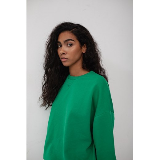 Bluza damska o kroju regular fit w kolorze POISON GREEN- BASKET UNI Marsala