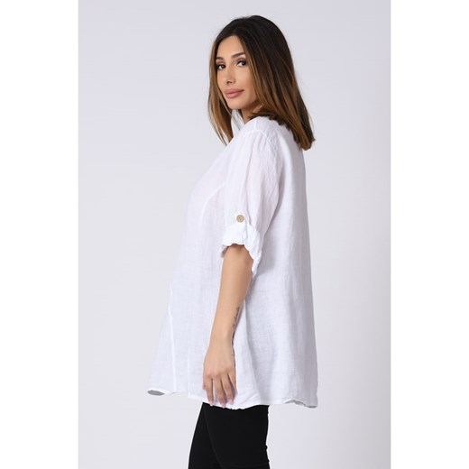 Lniana bluzka "Lilyane" w kolorze białym Plus Size Company 36/38 okazja Limango Polska